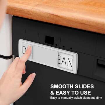 YauYik Dishwasher Magnet Clean Dirty Sign - Strong Magnet Clean/Dirty Sign for Dishwasher, Non-Scratch - With Optional Adhesive Stickers Dishwasher Sign Kitchen Decor(Silver)
