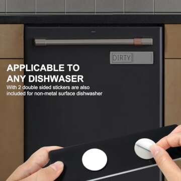 YauYik Dishwasher Magnet Clean Dirty Sign - Strong Magnet Clean/Dirty Sign for Dishwasher, Non-Scratch - With Optional Adhesive Stickers Dishwasher Sign Kitchen Decor(Silver)