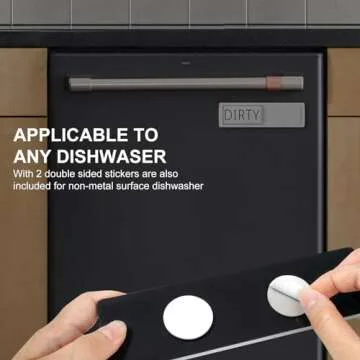 YauYik Dishwasher Magnet Clean Dirty Sign - Strong Magnet Clean/Dirty Sign for Dishwasher, Non-Scratch - With Optional Adhesive Stickers Dishwasher Sign Kitchen Decor(Silver)