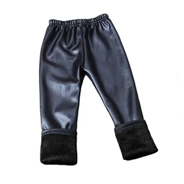 Swtddy Girls Faux Leather Fleece Winter Leggings