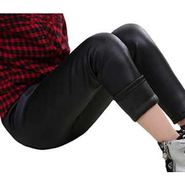 Swtddy Girls Faux Leather Fleece Winter Leggings
