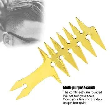 Wide Tooth Comb, Double Sided Comb, Men's Comb for Hair Styling Unique Hair Style Barber Accessories (Gold)