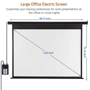 Auto Motorized Projector Screen with Remote Control, 120 inch, 4:3 Aspect Ratio, Wall/Ceiling Mounte...