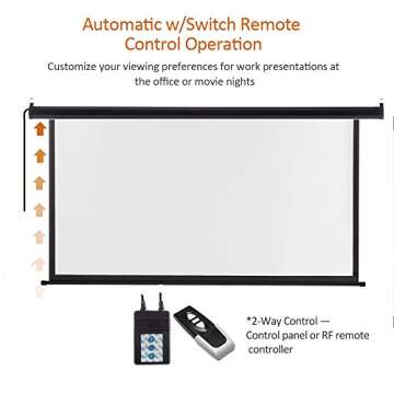 Auto Motorized Projector Screen with Remote Control, 120 inch, 4:3 Aspect Ratio, Wall/Ceiling Mounted Electric Movie Screen Wrinkle-Free, Great for Home Office Theater TV, Black Frame