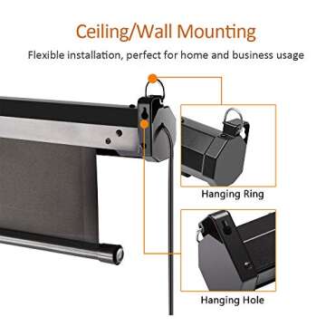 Auto Motorized Projector Screen with Remote Control, 120 inch, 4:3 Aspect Ratio, Wall/Ceiling Mounted Electric Movie Screen Wrinkle-Free, Great for Home Office Theater TV, Black Frame