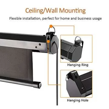 Auto Motorized Projector Screen with Remote Control, 120 inch, 4:3 Aspect Ratio, Wall/Ceiling Mounted Electric Movie Screen Wrinkle-Free, Great for Home Office Theater TV, Black Frame