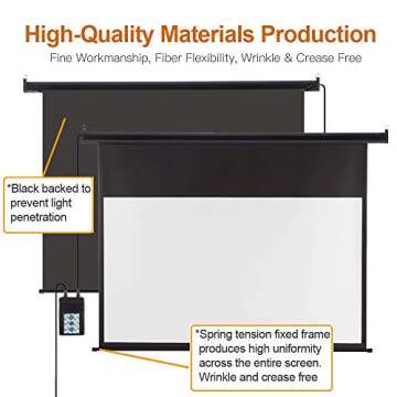 Auto Motorized Projector Screen with Remote Control, 120 inch, 4:3 Aspect Ratio, Wall/Ceiling Mounted Electric Movie Screen Wrinkle-Free, Great for Home Office Theater TV, Black Frame