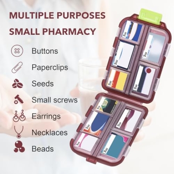 Compact Pill Organizer with Labels – Travel Essential