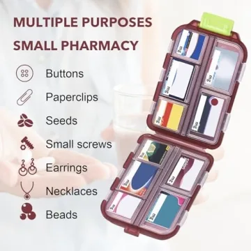 Compact Pill Organizer with Labels – Travel Essential