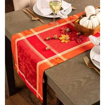 DII Harvest Wheat Jacquard Table Runner for Thanksgiving