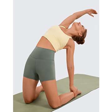 CRZ YOGA Women's Naked Feeling Biker Shorts - 4 Inches High Waist Yoga Workout Running Gym Spandex Grey Sage Small