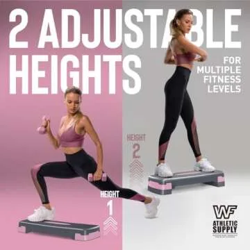 Aerobic Stepper Set with Dumbbells & Measuring Tape, Adjustable Height 2 Level Risers Workout Exercise Step Platform, Pink Grey, the Ultimate Gift for a Joyful Holiday and Merry Christmas