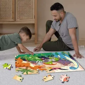 Dinosaur World Jigsaw Puzzle for Kids Ages 3-5 4-8 Year Old and Up，Jumbo 72 Piece Prehistoric Dinosaur Floor Puzzle Fancy Toddler Game Educational Toys Gift Box Boy and Girl