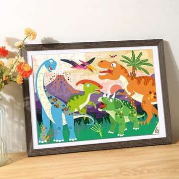 Dinosaur World Jigsaw Puzzle for Kids Ages 3-5 4-8 Year Old and Up，Jumbo 72 Piece Prehistoric Dinosaur Floor Puzzle Fancy Toddler Game Educational Toys Gift Box Boy and Girl