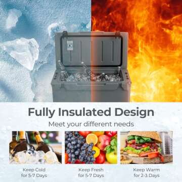 Goplus Cooler, Insulated Large Ice Chest with Portable Handles, Integrated Cup Holders, Leak-Proof Tight Latches, 5-7-day Ice Retention, Heavy Duty Hard Coolers for Beach, Picnic, Camping, Boat