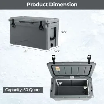 Goplus Cooler, Insulated Large Ice Chest with Portable Handles, Integrated Cup Holders, Leak-Proof Tight Latches, 5-7-day Ice Retention, Heavy Duty Hard Coolers for Beach, Picnic, Camping, Boat