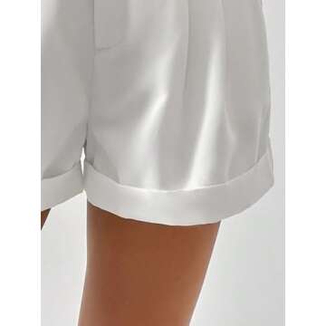SweatyRocks Women's Casual High Waist Wide Leg Shorts Plicated Roll Hem Belted Shorts