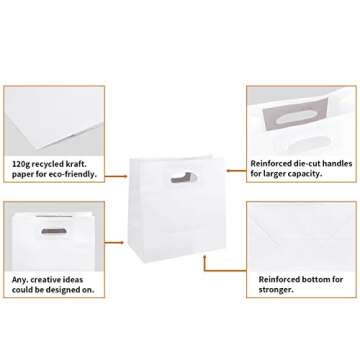 Durable Ronvir White Gift Bags - 100pcs Eco-Friendly