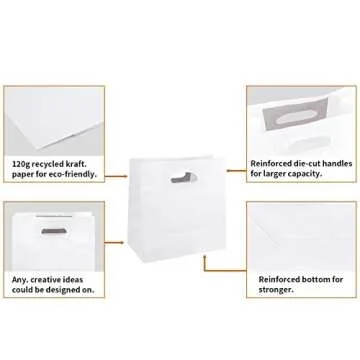 Durable Ronvir White Gift Bags - 100pcs Eco-Friendly