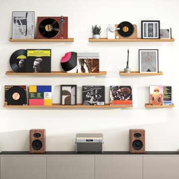 Heimlove Picture Ledge Shelf, Floating Shelves Set of 2, 56 Inches for Wall with Ledge, Kids Bookshe...