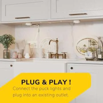 GETINLIGHT 2.75" Wide 4000K Swivel and Dimmable Wired LED Puck Lights Kit, Plug-in or Hardwired Installation, Recessed or Surface Mounted, White Finished, Set of 3, IN-0107-3-40