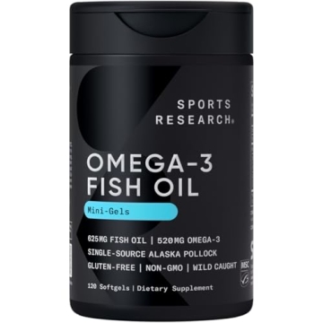 Sports Research Fish Oil Mini-Softgels - Easy to Swallow Omega-3 Fatty Acids from Wild Caught Alaska...