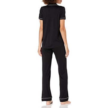 Cosabella Women’s Bella Short Sleeve Pajama Set, Black/Ivory