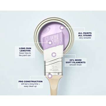 Zibra Palm Pro, Angled Paint Brush with Short Handle for Walls and Trim, 2-inch, Pro Grade for All Paints and Stains