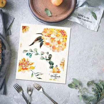 Swedish Dish Cloth 5 Pack | Eco Friendly Reusable Biodegradable Kitchen Towels | Farmhouse Boho Floral Cleaning Cloths