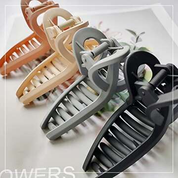 Nalodu 4.3 Inch Hair Claw Clips Large No Slip Big Matte Jaw Butterfly Clip for Thin Fine Thick Hair Women, 4 Pack