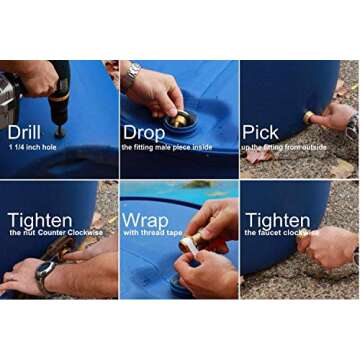 RAINPAL RBS022 Brass Rain Barrel Spigot(3/4" Quarter Turn Ball Valve w/ Bulkhead Fitting and Thread Tape)