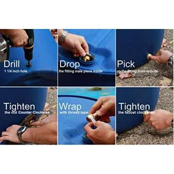 RAINPAL RBS022 Brass Rain Barrel Spigot(3/4" Quarter Turn Ball Valve w/ Bulkhead Fitting and Thread Tape)