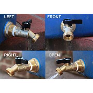 RAINPAL RBS022 Brass Rain Barrel Spigot(3/4" Quarter Turn Ball Valve w/ Bulkhead Fitting and Thread Tape)