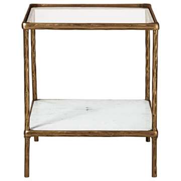 Signature Design by Ashley Ryandale Contemporary Accent Table, Antique Brass Finish