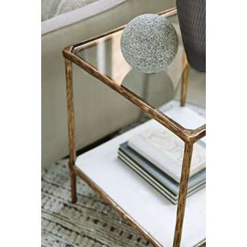Signature Design by Ashley Ryandale Contemporary Accent Table, Antique Brass Finish