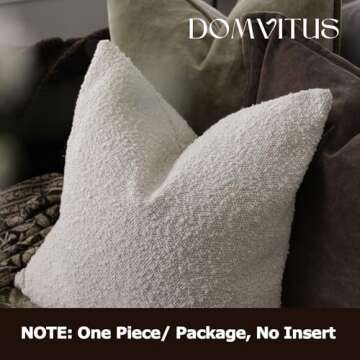 DOMVITUS Boucle Pillow Covers 24x24 Luxury Throw Pillow Covers Decorative Pillows for Bed Sofa Pillows for Living Room Accent Couch Pillows Soft Cushion Case, 1PC, Ivory