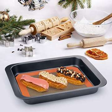 MMmat Silicone Baking Mat - Best German Silicone - Non Slip Silicone Baking Sheet, Non Stick Reusable Silicone Mats for Baking, Oven Liner, Counter Mat - 2 Quarter Sheets Baking Mat