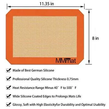 MMmat Silicone Baking Mat - Best German Silicone - Non Slip Silicone Baking Sheet, Non Stick Reusable Silicone Mats for Baking, Oven Liner, Counter Mat - 2 Quarter Sheets Baking Mat