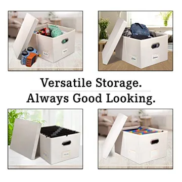 Decorative Fabric File Storage Box with Intelligent Rail