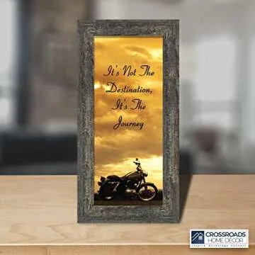 Crossroads Home Décor Patriotic Harley Motorcycle Wall Art, American Flag for Davidson Riders, It's Not the Destination Unique Motorcycle Wall Decor, 7860BW