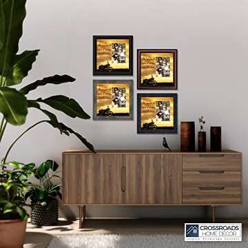 Crossroads Home Décor Patriotic Harley Motorcycle Wall Art, American Flag for Davidson Riders, It's Not the Destination Unique Motorcycle Wall Decor, 7860BW