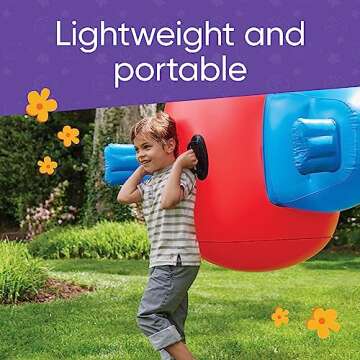 Hearthsong Large Inflatable Seesaw Rocker for Two, 60”L x 35”W x 24”H, Multicolor, Wide Front Handles with Backrest, Heavy-Duty Vinyl, Holds Up to 75 Lbs. Per Seat