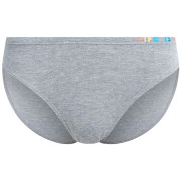 Life is Good Women's Bikini Underwear – 3 Pack Soft Stretch Bikini Briefs for Women - Breathable Casual Womens Panties (S-XL), Size Large, Pink StripeGreyBlue