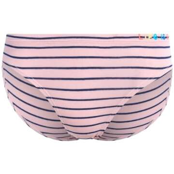 Life is Good Women's Bikini Underwear – 3 Pack Soft Stretch Bikini Briefs for Women - Breathable Casual Womens Panties (S-XL), Size Large, Pink StripeGreyBlue