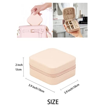 ZPROW Travel Jewelry Case, Mini Portable Jewelry Travel Boxes, Small Jewelry Organizer for Rings, Earrings, Pendants, Watches, Necklaces, Lipsticks Organizer Storage Holder Case (Pink)
