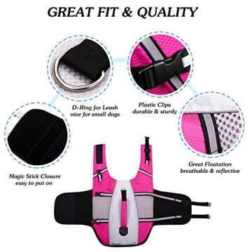 Queenmore Dog Life Jacket Swimming Vest Small Medium Dogs Neoprene Water Boating Life Preserver Ligh...