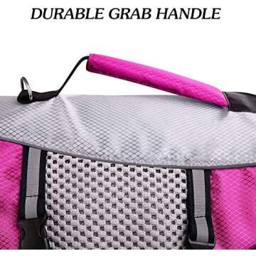 Queenmore Dog Life Jacket Swimming Vest Small Medium Dogs Neoprene Water Boating Life Preserver Lightweight Reflective Cat Puppy Kayaking Lifesaver for French Bulldog,Dachshund,Shih Tzu,Pug(Pink,M)