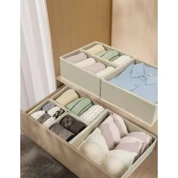 12 Pack Drawer Organizers for Clothing, Foldable Clothes Drawer Organizer for Underwear, Folded Clothes, Baby Clothing, Socks, Bra, Towels, Ties - Multi-pack Clothes Organizer Storage Box