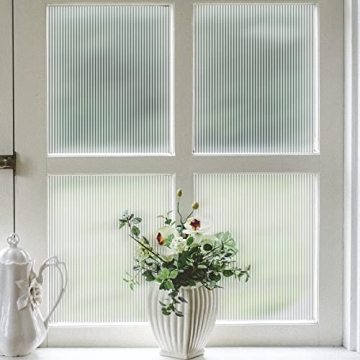 VELIMAX Reeded Glass Window Film - Stylish Window Privacy Solution for Any Room 17.7x157.4 Inches