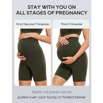 CRZ YOGA Womens Butterluxe Maternity Biker Shorts Over The Belly 6" - Pregnancy Yoga Workout Activewear Olive Green Large